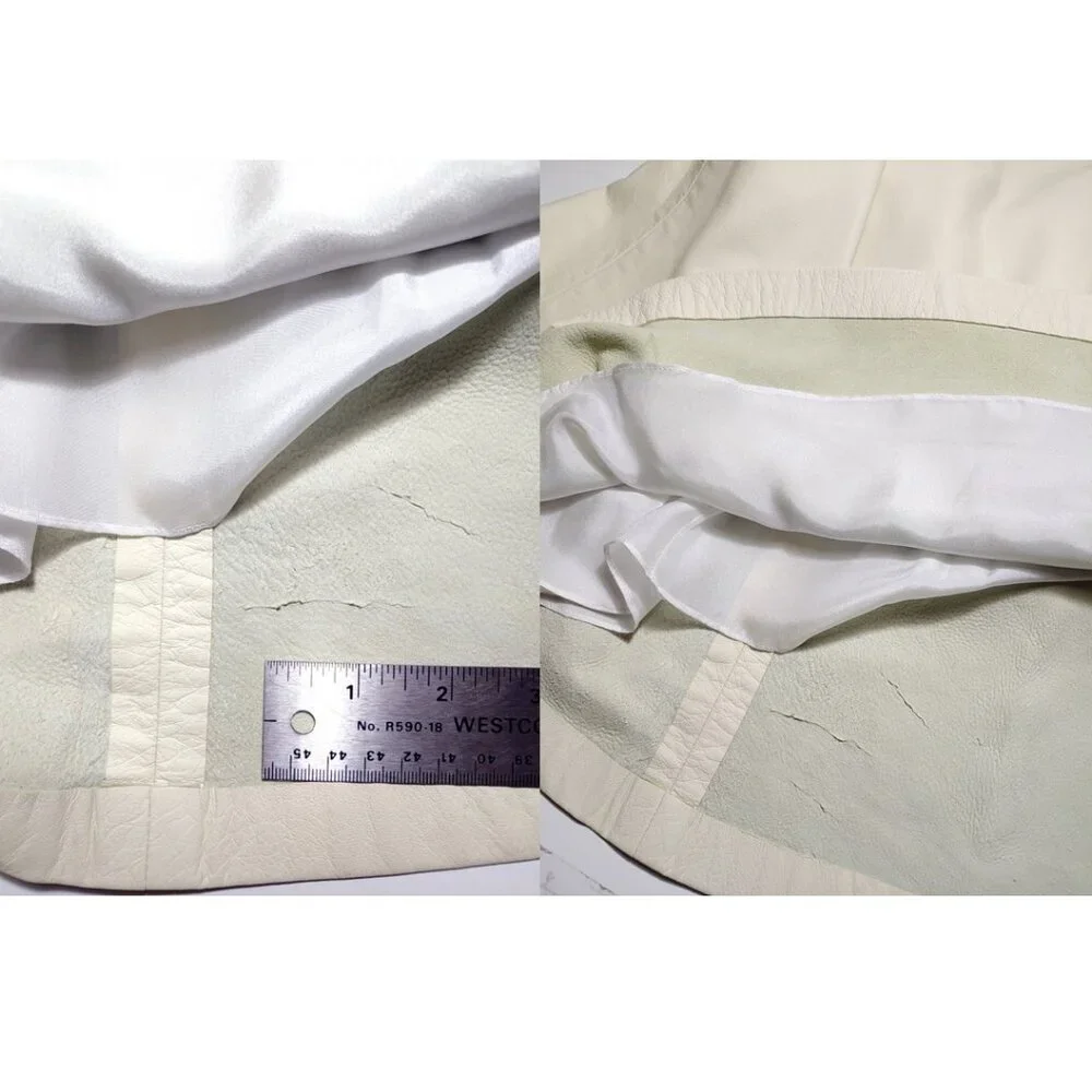 Sally LaPointe Lambskin Mini Skirt in Eggshell-Powder - Small - NWOT - Picture 3 of 5